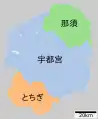 in Tochigi:﻿宇都宮 Utsunomiya﻿とちぎ Tochigi﻿那須 Nasu