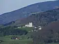 Maria Plain vom Salzburger Kapuzinerberg aus gesehen; dahinter Hochgitzen und Haunsberg