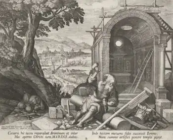 Marinus bei seiner Arbeit als Steinhauer
