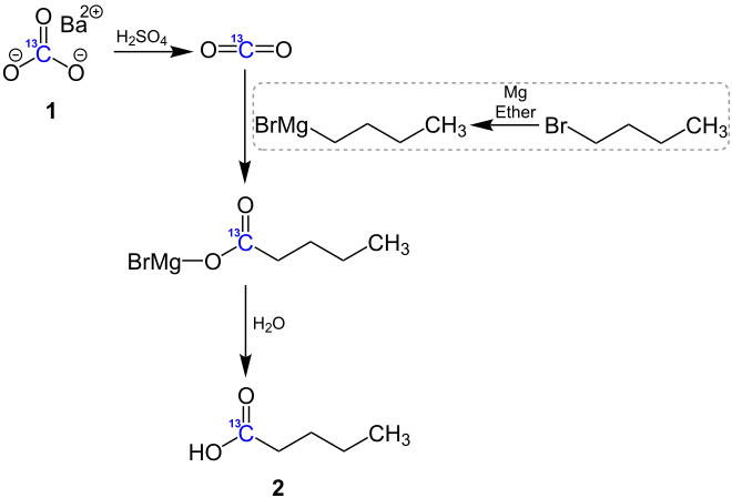 Exemplarische Synthese einer 13C-markierten Carbonsäure