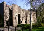 Eingangsseite der Markuskyrkan in Stockholm (Sigurd Lewerentz, 1958–1963)