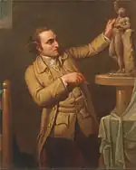 Porträt des Bildhauers Joseph Nollekens (1737–1823), zwischen 1770 und 1771, Yale Center for British ArtÖl auf Leinwand, 63,5 ×  48,3 cm.