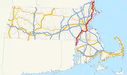 Karte der Massachusetts Route 1A