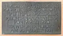 Gedenktafel am Geburtshaus in Buttenhausen