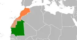 Lage von Marokko und Mauretanien