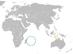 Lage von Mauritius und Osttimor