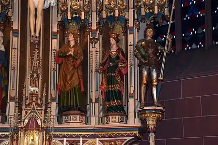 Von innen nach außen: Johannes, der Täufer, Elisabeth von Thüringen und der heilige Mauritius
