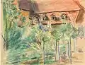 Max Liebermann: Die Villa Oppenheim in Wannsee, 1922 (Blick über den Obst- und Staudengarten zum Landhaus)