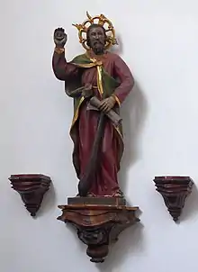 Judas mit Christusbild und KnüppelPfarrkirche Hallein von Max Domenig