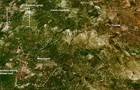 Ebene Megalopoli, Landsat7, GeoCover 2000. Ansicht aus 20 km Höhe