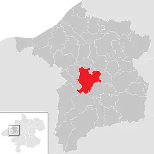 Lage der Gemeinde Mehrnbach im Bezirk Ried im Innkreis (anklickbare Karte)