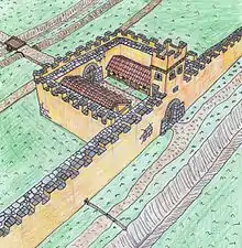 Limes in Britannien: Rekonstruktion eines Kleinkastells (milecastle) am Hadrianswall
