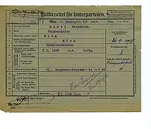 Meldezettel von Fritz Dirtl 1934