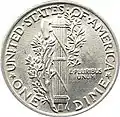 Revers der 10-Cent-Münze („Mercury“ Dime von 1936)