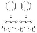 unverzweigter, sekundärer Alkandisulfonsäurediphe-nylesterc+d+e = 11–15