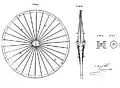 Radialspeichenrad von Eugène Meyer(französisches Patent 86705 vom 4. August 1869)