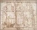 Entwurf eines Wandgrabs für Julius II., Michelangelo zugeschrieben, 1513. Uffizi, Florenz