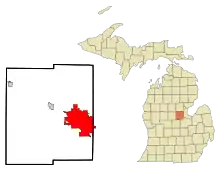 Lage im Midland County und in Michigan