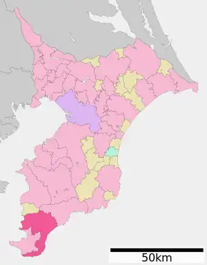 Lage Minamibōsōs in der Präfektur