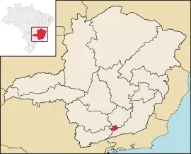 Andrelândia auf der Karte des Bundesstaates Minas Gerais