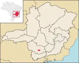 Lage der Três Pontas im Bundesstaat Minas Gerais