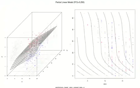lwage
        
        =
        
          b
          
            0
          
        
        +
        
          b
          
            1
          
        
        
          educ
        
        +
        
          g
          
            2
          
        
        (
        
          exper
        
        )
      
    
    {\displaystyle {\text{lwage}}=b_{0}+b_{1}{\text{educ}}+g_{2}({\text{exper}})}