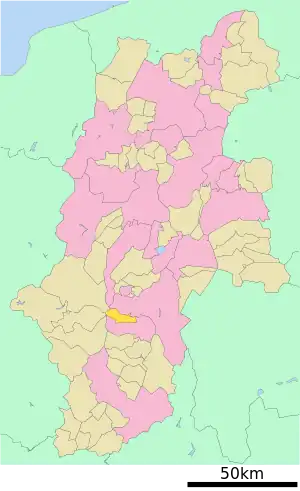 Lage Miyadas in der Präfektur