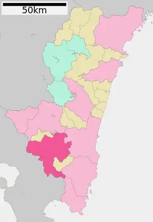 Lage Miyakonojōs in der Präfektur