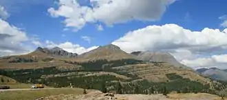 Blick vom Pass nach Nordwest. Rechts der Storm Peak in der Silverton Gruppe.