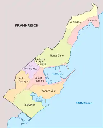 Die neun Stadtbezirke Monacos