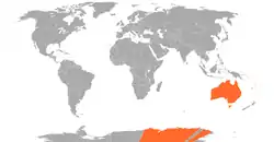 Lage von Australien und Montenegro