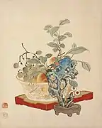 Früchte und Taihu-Stein
