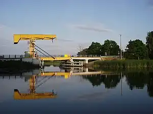 Most zwodzony na rzece SzkarpawieKlappbrücke über die Szkarpawa