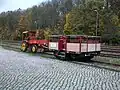 Motordraisine Chemnitzalexpress im Bahnhof Markersdorf-Taura (2017)