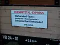 Motordraisine Chemnitzalexpress, Zuglaufschild (2017)