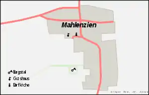 Karte mit Darstellung der Lage der Überreste der Motte