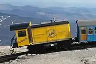 Mit Biodiesel betriebene Lokomotive M4 „Agiocochook“ der Mount Washington Cog Railway, ein Eigenbau der Bahngesellschaft (2008)