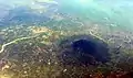 Arayat aus der Luft. Im Hintergrund der Pampanga Fluss