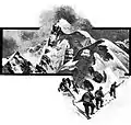 Zeichnung einer Besteigung im 1901 erschienenen Buch von Gottfried Merzbacher