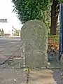 Ganzmeilenstein am Bahnhof Mügeln