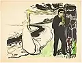Loslösung I (1896), handkolorierte Lithografie, 48,8 × 58,5 cm, Munch-Museum Oslo