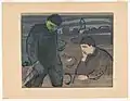 Edvard Munch: Melancholie III. handkolorierter Holzschnitt, 1902, 38,8 × 47,9 cm, Munch-Museum Oslo