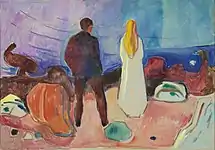 Zwei Menschen. Die Einsamen (1933–35), Öl auf Leinwand,  91 × 129,5 cm, Munch-Museum Oslo