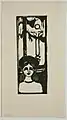 Sommernacht. Die Stimme (1898), Holzschnitt, ca. 25 × 9,5 cm, Munch-Museum Oslo