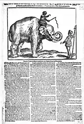 Ware Abbildung deß in Anno 29 Jars den 2 May zu Nurmberg ankommenten Elephanten moderates Oberdeutsch mit mitteldeutschem Einfluss (1629)