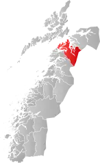 Lage der Kommune in der Provinz Nordland