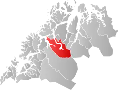 Lage der Kommune in der Provinz Troms