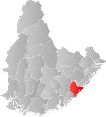 Lage der Kommune in der Provinz Agder