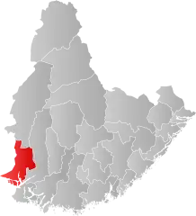 Lage der Kommune in der Provinz Agder