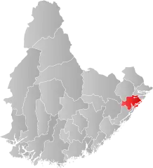 Lage der Kommune in der Provinz Agder